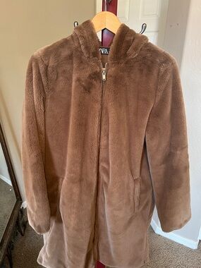 Zara Brown Teddy Jacket